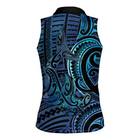 New Zealand Hammerhead Shark Women Sleeveless Polo Shirt Maori Haehae Mangopare Galaxy - Polynesian Pride
