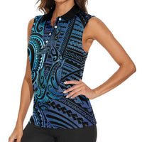 New Zealand Hammerhead Shark Women Sleeveless Polo Shirt Maori Haehae Mangopare Galaxy - Polynesian Pride