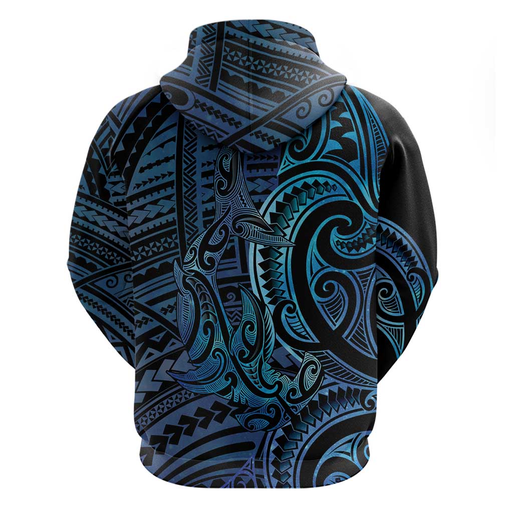 New Zealand Hammerhead Shark Zip Hoodie Maori Haehae Mangopare Galaxy LT14 - Polynesian Pride