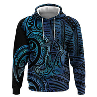 New Zealand Hammerhead Shark Zip Hoodie Maori Haehae Mangopare Galaxy LT14 Pullover Hoodie Blue - Polynesian Pride