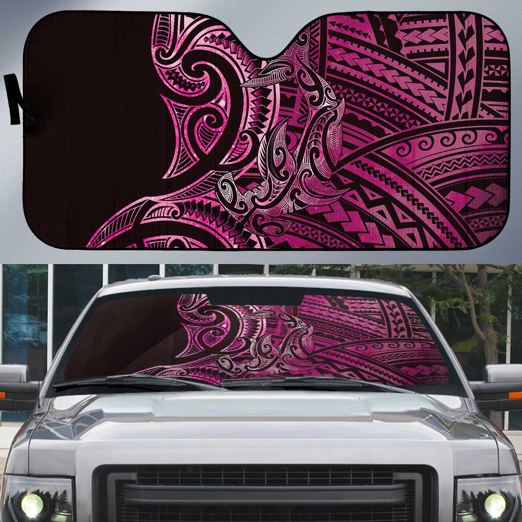 New Zealand Hammerhead Shark Auto Sun Shade Maori Haehae Mangopare Pink - Polynesian Pride