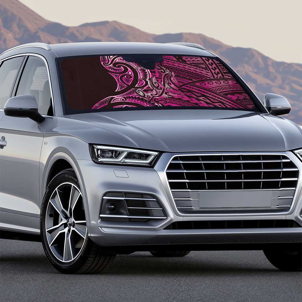 New Zealand Hammerhead Shark Auto Sun Shade Maori Haehae Mangopare Pink - Polynesian Pride