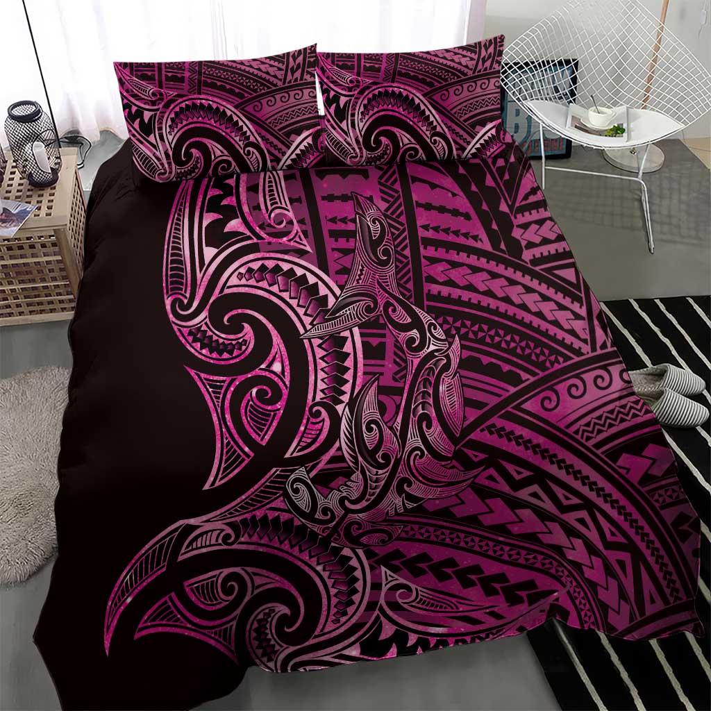 New Zealand Hammerhead Shark Bedding Set Maori Haehae Mangopare Pink - Polynesian Pride