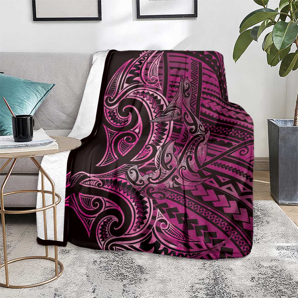 New Zealand Hammerhead Shark Blanket Maori Haehae Mangopare Pink - Polynesian Pride