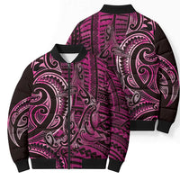 New Zealand Hammerhead Shark Bomber Puffer Jacket Maori Haehae Mangopare Pink - Polynesian Pride