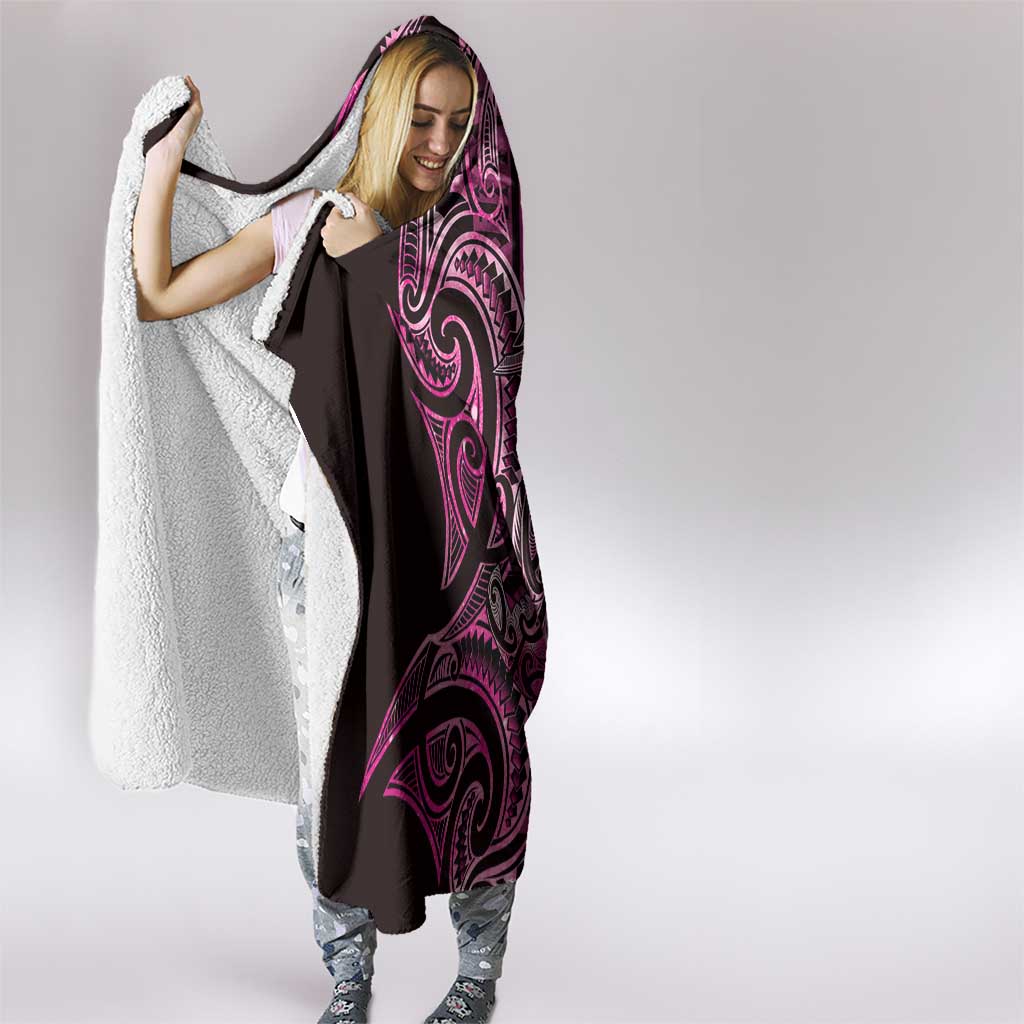 New Zealand Hammerhead Shark Hooded Blanket Maori Haehae Mangopare Pink LT14 - Polynesian Pride