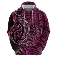 New Zealand Hammerhead Shark Hoodie Maori Haehae Mangopare Pink - Polynesian Pride
