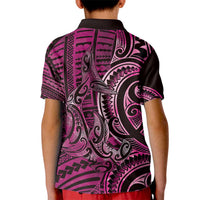 New Zealand Hammerhead Shark Kid Polo Shirt Maori Haehae Mangopare Pink LT14 - Polynesian Pride