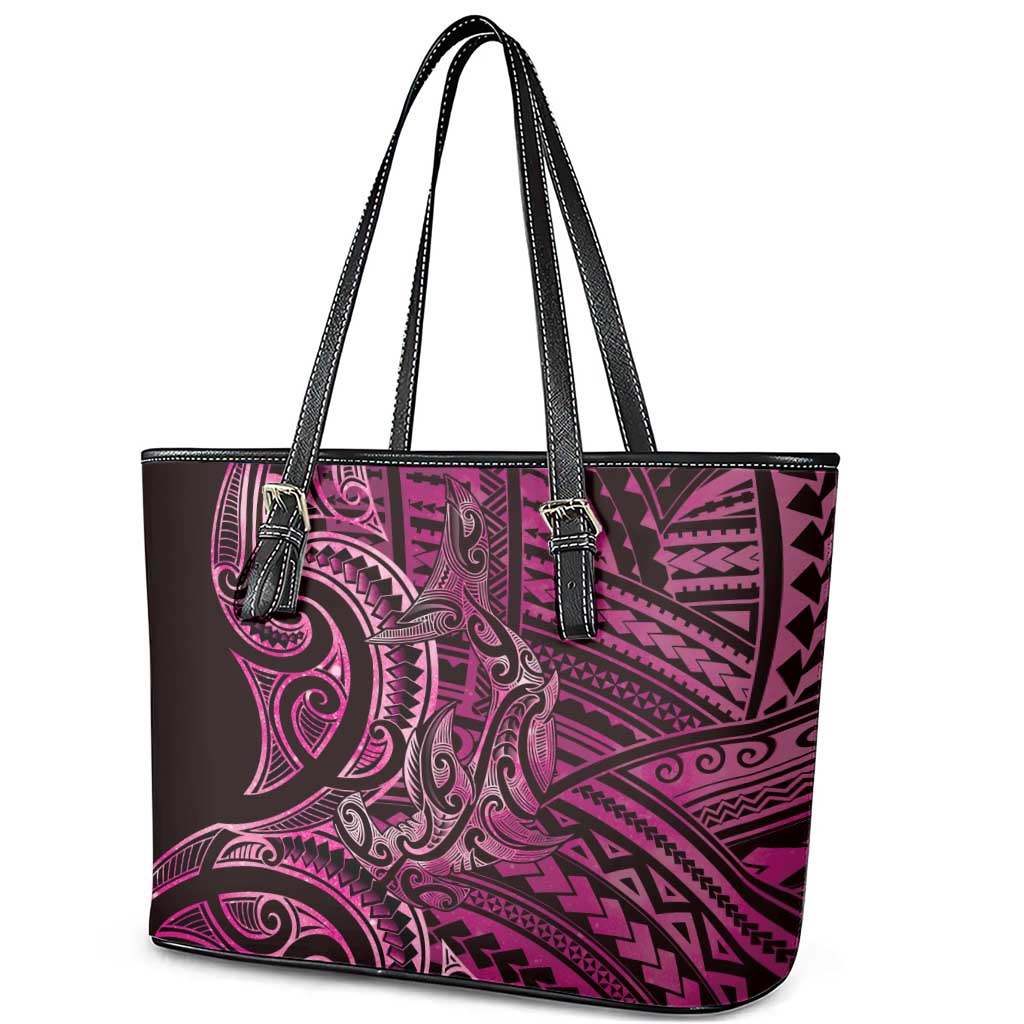New Zealand Hammerhead Shark Leather Tote Bag Maori Haehae Mangopare Pink - Polynesian Pride