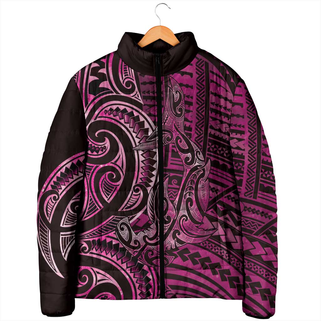 New Zealand Hammerhead Shark Padded Jacket Maori Haehae Mangopare Pink - Polynesian Pride