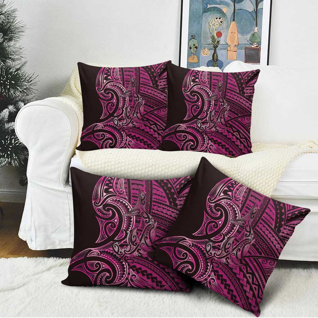 New Zealand Hammerhead Shark Pillow Cover Maori Haehae Mangopare Pink - Polynesian Pride