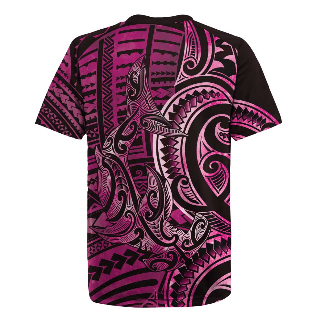 New Zealand Hammerhead Shark Rugby Jersey Maori Haehae Mangopare Pink - Polynesian Pride