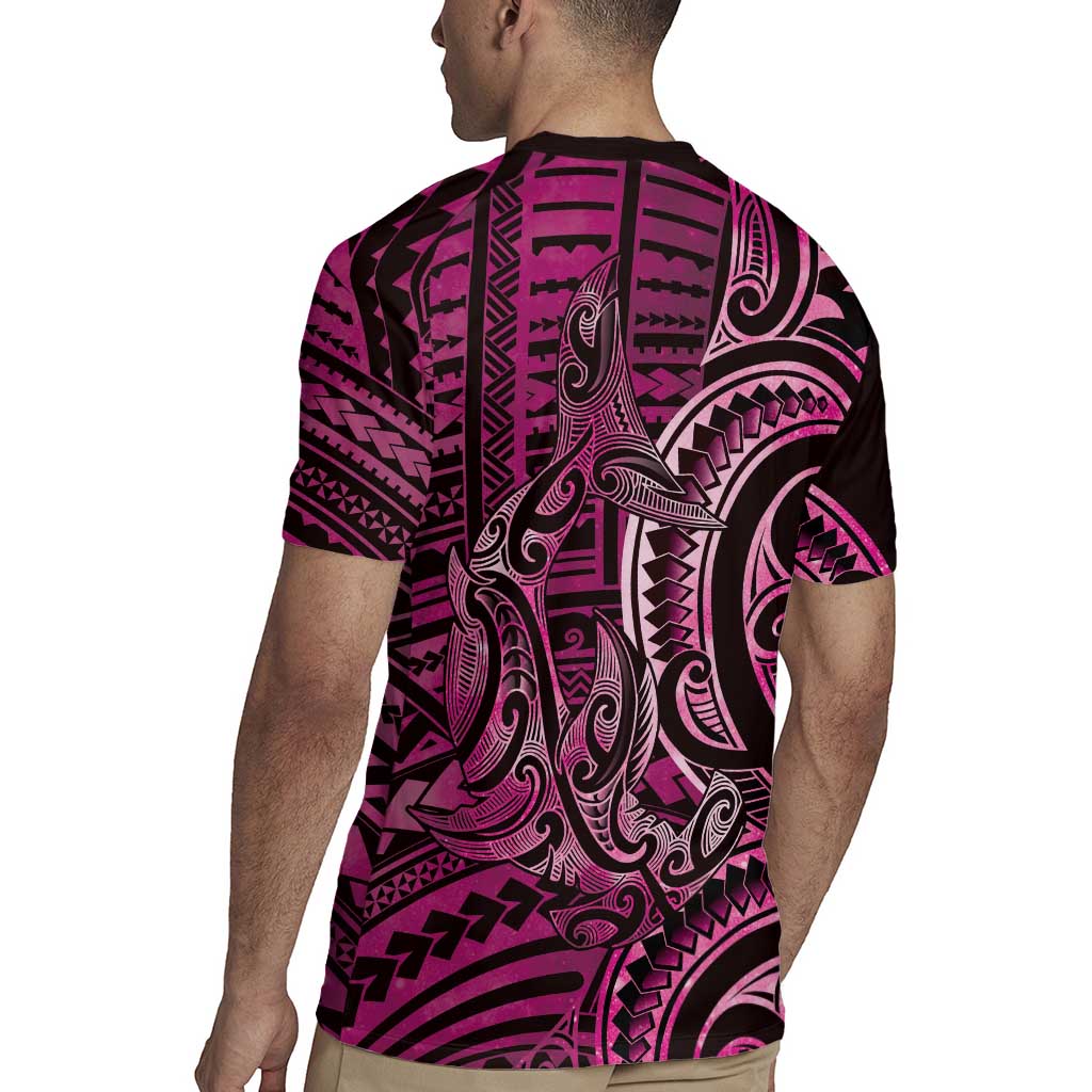 New Zealand Hammerhead Shark Rugby Jersey Maori Haehae Mangopare Pink - Polynesian Pride