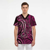 New Zealand Hammerhead Shark Scrub Top Maori Haehae Mangopare Pink - Polynesian Pride