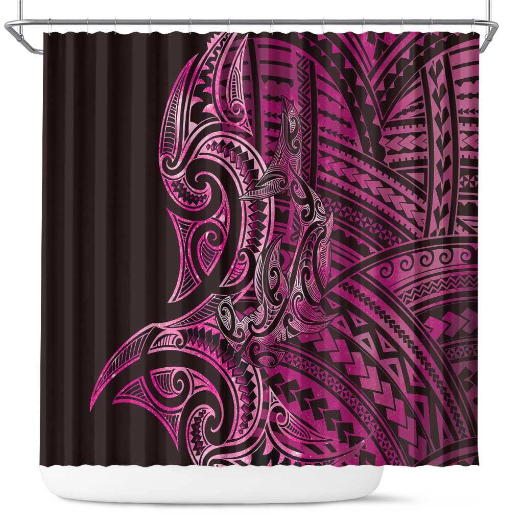 New Zealand Hammerhead Shark Shower Curtain Maori Haehae Mangopare Pink LT14 Pink - Polynesian Pride
