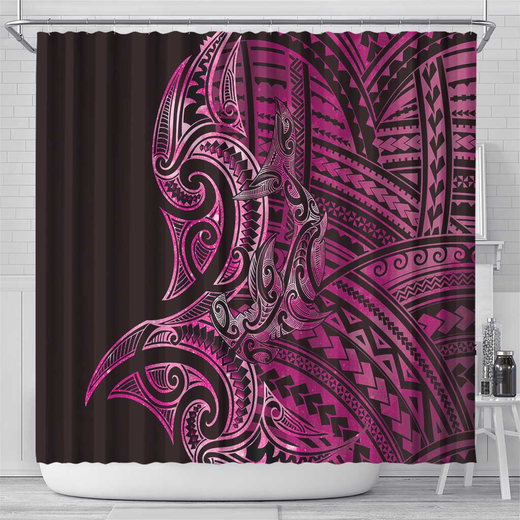 New Zealand Hammerhead Shark Shower Curtain Maori Haehae Mangopare Pink LT14 - Polynesian Pride