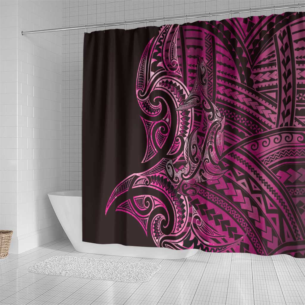 New Zealand Hammerhead Shark Shower Curtain Maori Haehae Mangopare Pink LT14 - Polynesian Pride