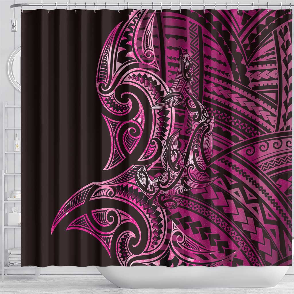 New Zealand Hammerhead Shark Shower Curtain Maori Haehae Mangopare Pink LT14 - Polynesian Pride