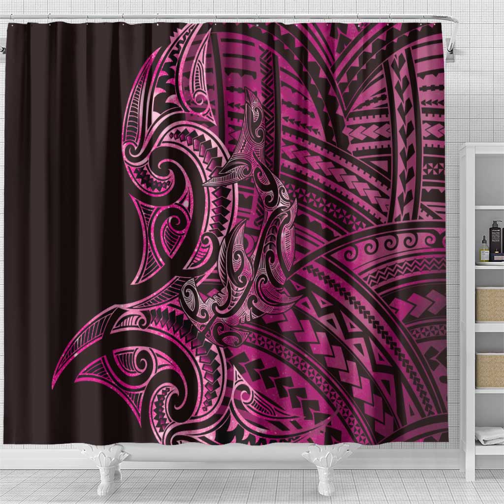 New Zealand Hammerhead Shark Shower Curtain Maori Haehae Mangopare Pink LT14 - Polynesian Pride