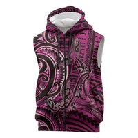 New Zealand Hammerhead Shark Sleeveless Zip Hoodie Maori Haehae Mangopare Pink LT14 Pink - Polynesian Pride
