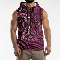 New Zealand Hammerhead Shark Sleeveless Zip Hoodie Maori Haehae Mangopare Pink LT14 - Polynesian Pride