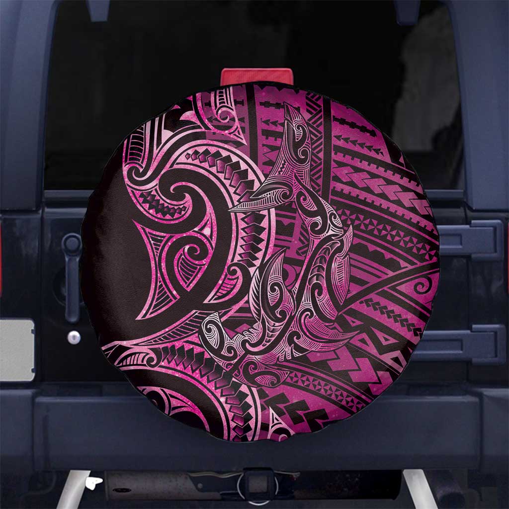 New Zealand Hammerhead Shark Spare Tire Cover Maori Haehae Mangopare Pink LT14 No hole Pink - Polynesian Pride