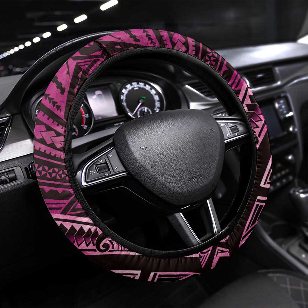 New Zealand Hammerhead Shark Steering Wheel Cover Maori Haehae Mangopare Pink - Polynesian Pride