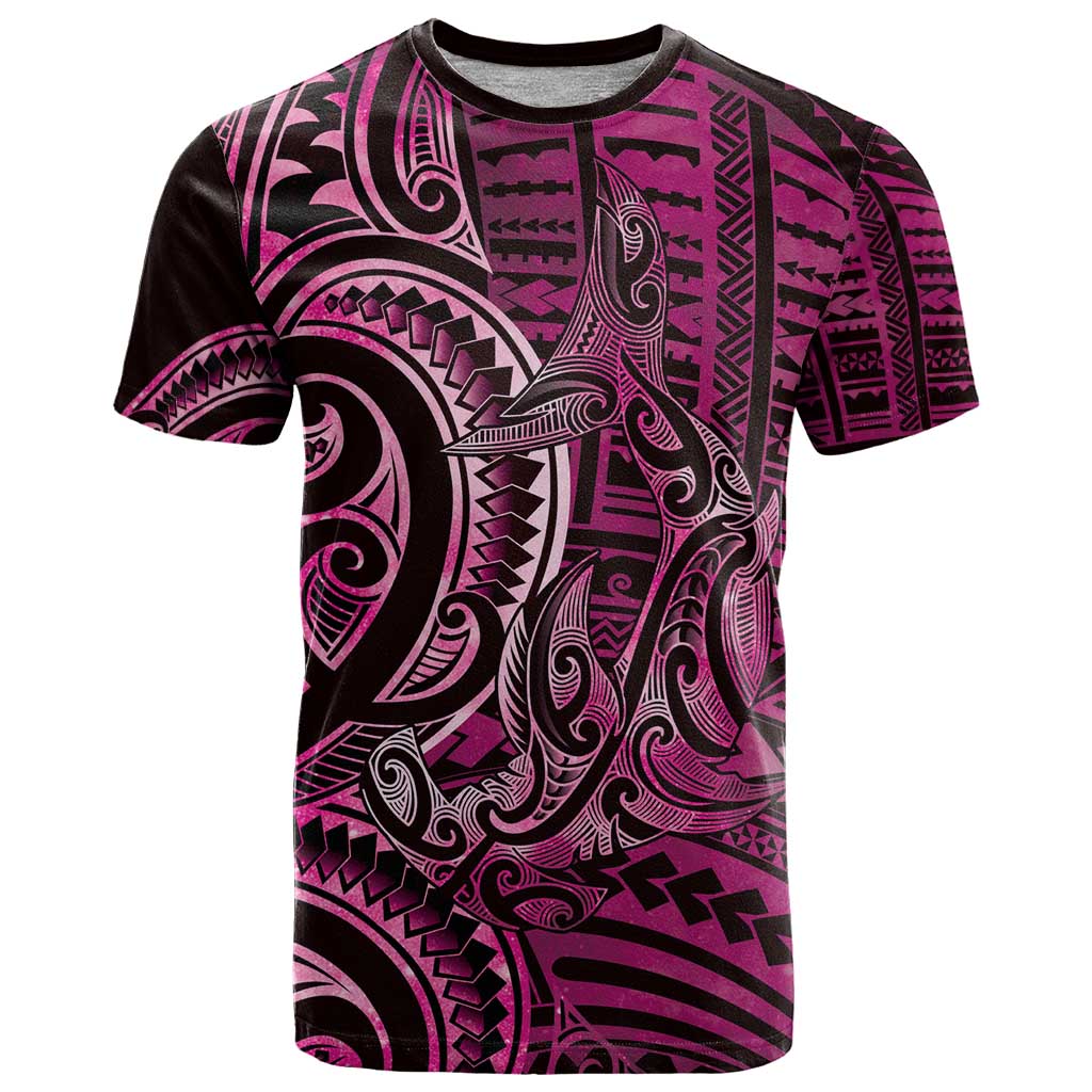 New Zealand Hammerhead Shark T Shirt Maori Haehae Mangopare Pink - Polynesian Pride