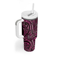 New Zealand Hammerhead Shark Tumbler With Handle Maori Haehae Mangopare Pink - Polynesian Pride