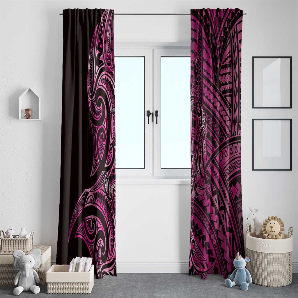 New Zealand Hammerhead Shark Window Curtain Maori Haehae Mangopare Pink - Polynesian Pride