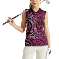 New Zealand Hammerhead Shark Women Sleeveless Polo Shirt Maori Haehae Mangopare Pink - Polynesian Pride