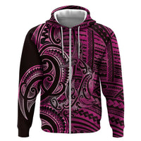 New Zealand Hammerhead Shark Zip Hoodie Maori Haehae Mangopare Pink LT14 Zip Hoodie Pink - Polynesian Pride