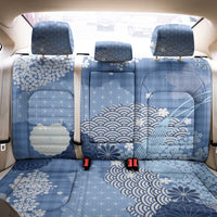 Blue Palaka Japanese Patterns Back Car Seat Cover Asanoha Seigaiha Sakura Motif - Polynesian Pride