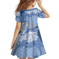 Blue Palaka Japanese Patterns Family Matching Long Sleeve Bodycon Dress and Hawaiian Shirt Asanoha Seigaiha Sakura Motif LT14 - Polynesian Pride