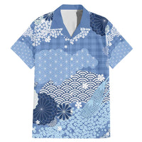 Blue Palaka Japanese Patterns Family Matching Mermaid Dress and Hawaiian Shirt Asanoha Seigaiha Sakura Motif - Polynesian Pride