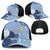 Blue Japanese Traditional Motifs Mesh Trucker Cap Palaka With Asanoha Seigaiha Sakura - Polynesian Pride