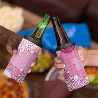 Pink Palaka Japanese Patterns 4 in 1 Can Cooler Tumbler Asanoha Seigaiha Sakura Motif - Polynesian Pride