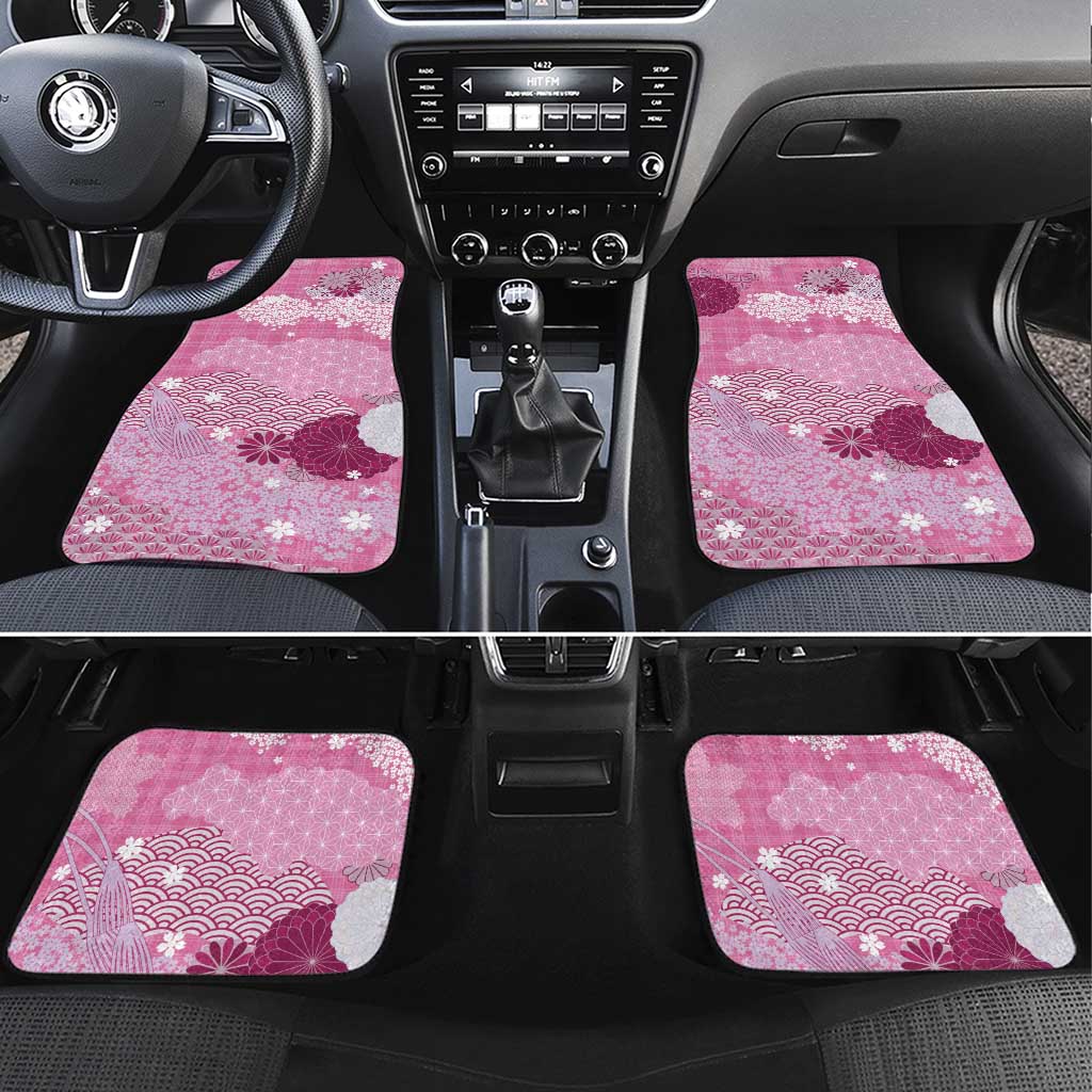 Pink Palaka Japanese Patterns Car Mats Asanoha Seigaiha Sakura Motif LT14 Set 4pcs Pink - Polynesian Pride