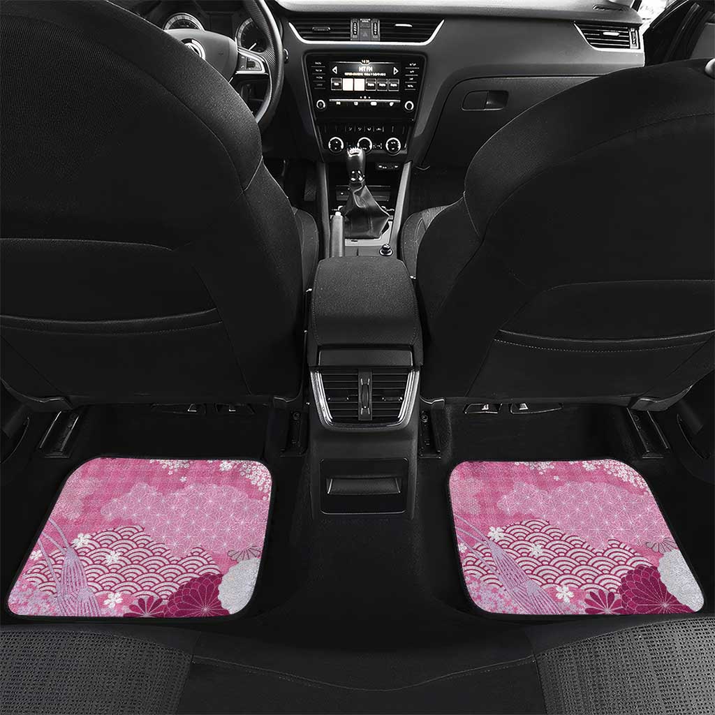 Pink Palaka Japanese Patterns Car Mats Asanoha Seigaiha Sakura Motif LT14 Set 2pcs - Back Pink - Polynesian Pride