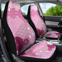 Pink Palaka Japanese Patterns Car Seat Cover Asanoha Seigaiha Sakura Motif - Polynesian Pride