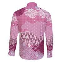 Pink Palaka Japanese Patterns Family Matching Long Sleeve Bodycon Dress and Hawaiian Shirt Asanoha Seigaiha Sakura Motif LT14 - Polynesian Pride