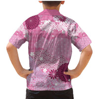 Pink Palaka Japanese Patterns Family Matching Mermaid Dress and Hawaiian Shirt Asanoha Seigaiha Sakura Motif - Polynesian Pride