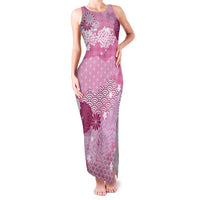 Pink Palaka Japanese Patterns Family Matching Tank Maxi Dress and Hawaiian Shirt Asanoha Seigaiha Sakura Motif - Polynesian Pride