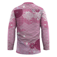 Pink Palaka Japanese Patterns Hockey Jersey Asanoha Seigaiha Sakura Motif - Polynesian Pride