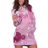 Pink Palaka Japanese Patterns Hoodie Dress Asanoha Seigaiha Sakura Motif LT14 Pink - Polynesian Pride