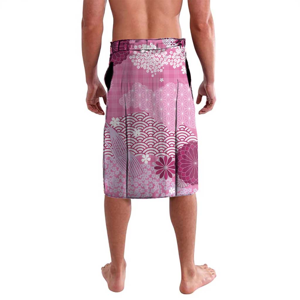 Pink Palaka Japanese Patterns Lavalava Asanoha Seigaiha Sakura Motif - Polynesian Pride