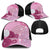 Pink Japanese Traditional Motifs Mesh Trucker Cap Palaka With Asanoha Seigaiha Sakura - Polynesian Pride