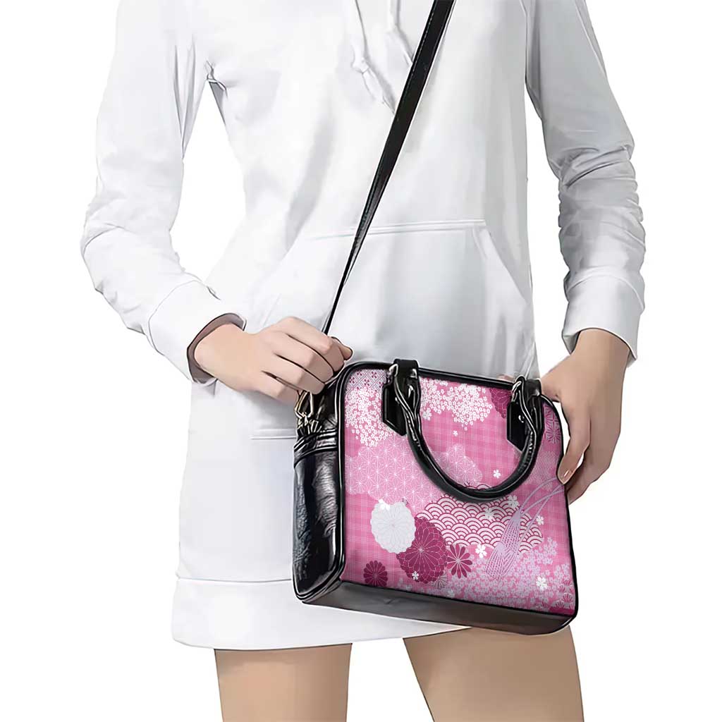 Pink Palaka Japanese Patterns Shoulder Handbag Asanoha Seigaiha Sakura Motif LT14 - Polynesian Pride