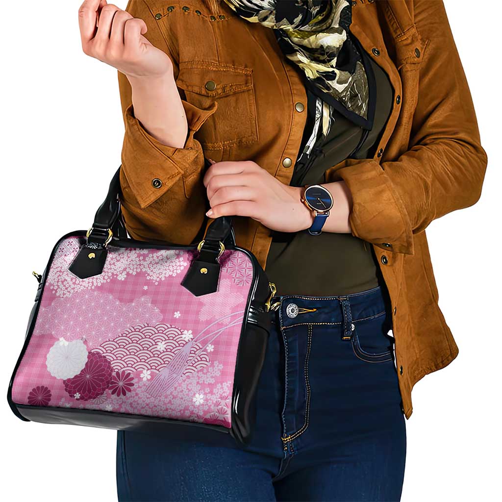 Pink Palaka Japanese Patterns Shoulder Handbag Asanoha Seigaiha Sakura Motif LT14 - Polynesian Pride