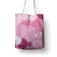 Pink Palaka Japanese Patterns Tote Bag Asanoha Seigaiha Sakura Motif - Polynesian Pride